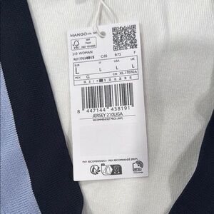 Mango Women's Blue and Black Striped Top